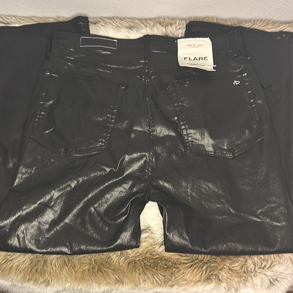 Rag & Bone Casey High-Rise Ankle Flare Coated Black - Picture 2 of 9